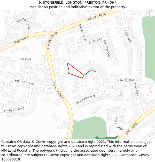 9, STONEFIELD, LONGTON, PRESTON, PR4 5HP: Location map and indicative extent of plot