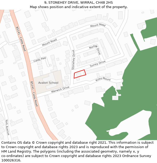 9, STONEHEY DRIVE, WIRRAL, CH48 2HS: Location map and indicative extent of plot