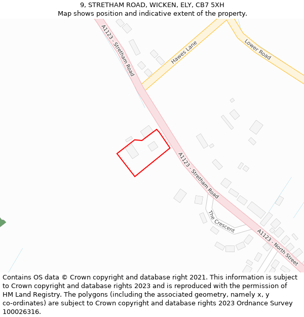 9, STRETHAM ROAD, WICKEN, ELY, CB7 5XH: Location map and indicative extent of plot