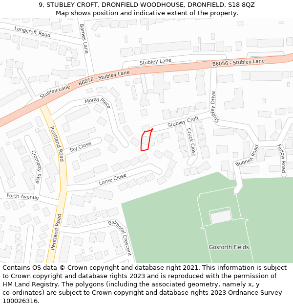 9, STUBLEY CROFT, DRONFIELD WOODHOUSE, DRONFIELD, S18 8QZ: Location map and indicative extent of plot
