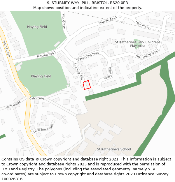 9, STURMEY WAY, PILL, BRISTOL, BS20 0ER: Location map and indicative extent of plot