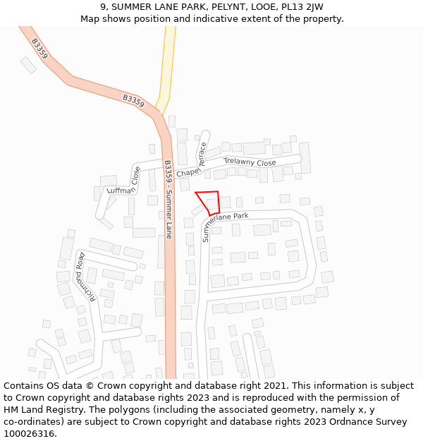 9, SUMMER LANE PARK, PELYNT, LOOE, PL13 2JW: Location map and indicative extent of plot