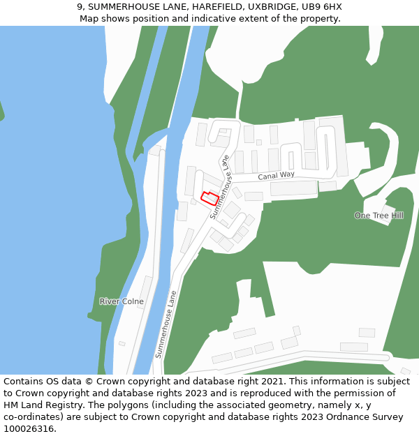 9, SUMMERHOUSE LANE, HAREFIELD, UXBRIDGE, UB9 6HX: Location map and indicative extent of plot