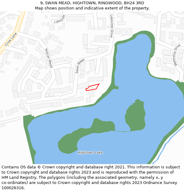 9, SWAN MEAD, HIGHTOWN, RINGWOOD, BH24 3RD: Location map and indicative extent of plot