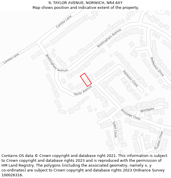 9, TAYLOR AVENUE, NORWICH, NR4 6XY: Location map and indicative extent of plot