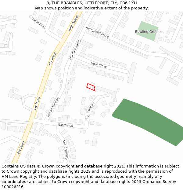 9, THE BRAMBLES, LITTLEPORT, ELY, CB6 1XH: Location map and indicative extent of plot