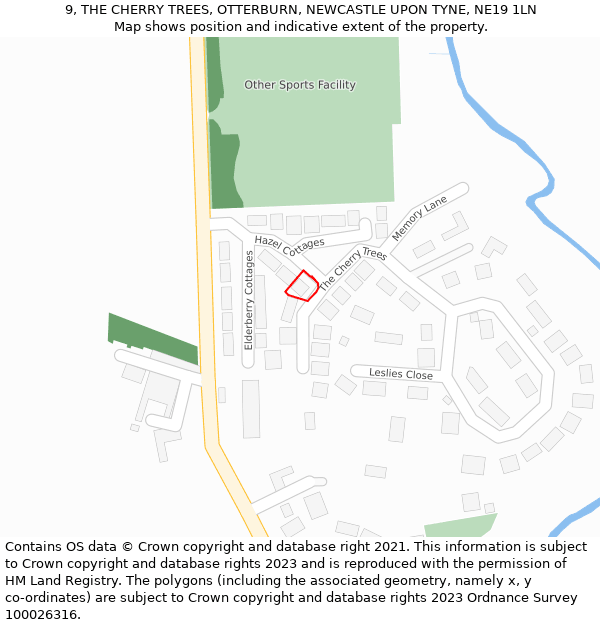 9, THE CHERRY TREES, OTTERBURN, NEWCASTLE UPON TYNE, NE19 1LN: Location map and indicative extent of plot