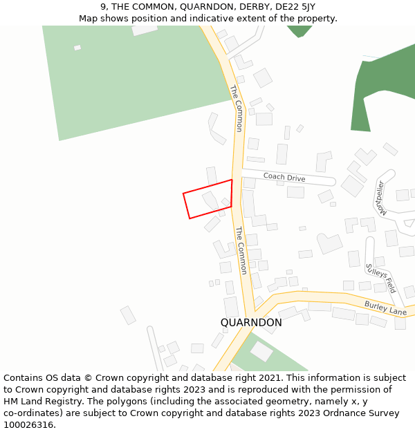 9, THE COMMON, QUARNDON, DERBY, DE22 5JY: Location map and indicative extent of plot