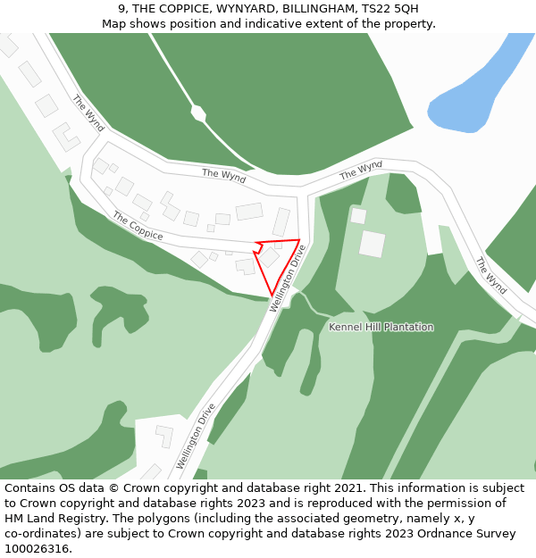 9, THE COPPICE, WYNYARD, BILLINGHAM, TS22 5QH: Location map and indicative extent of plot