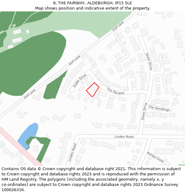 9, THE FAIRWAY, ALDEBURGH, IP15 5LE: Location map and indicative extent of plot