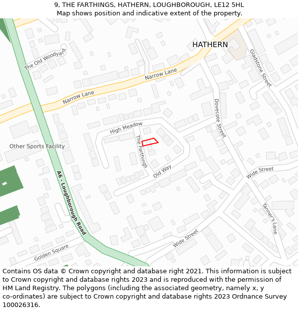 9, THE FARTHINGS, HATHERN, LOUGHBOROUGH, LE12 5HL: Location map and indicative extent of plot