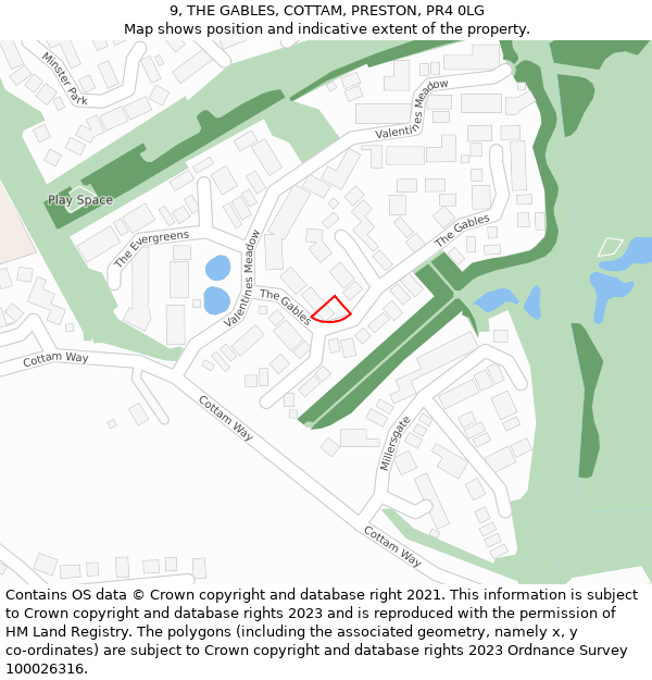 9, THE GABLES, COTTAM, PRESTON, PR4 0LG: Location map and indicative extent of plot