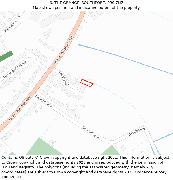 9, THE GRANGE, SOUTHPORT, PR9 7NZ: Location map and indicative extent of plot