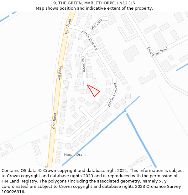 9, THE GREEN, MABLETHORPE, LN12 1JS: Location map and indicative extent of plot