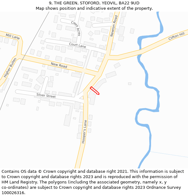 9, THE GREEN, STOFORD, YEOVIL, BA22 9UD: Location map and indicative extent of plot