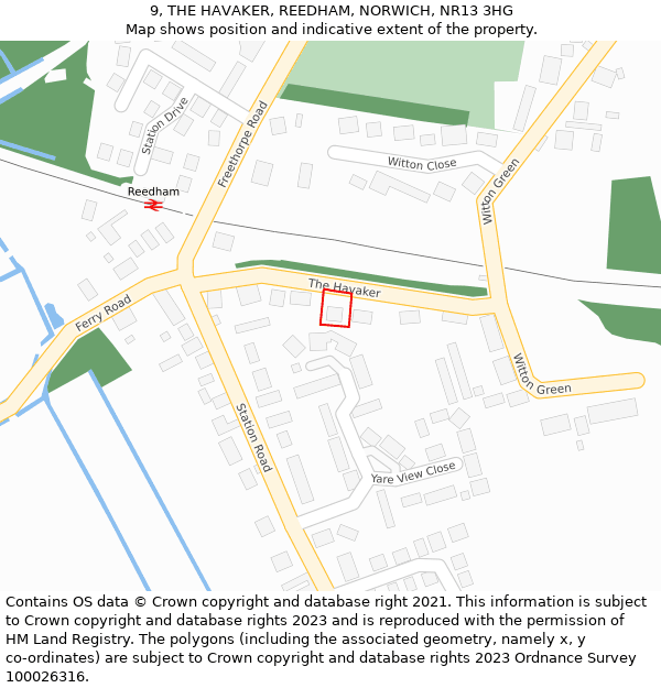 9, THE HAVAKER, REEDHAM, NORWICH, NR13 3HG: Location map and indicative extent of plot