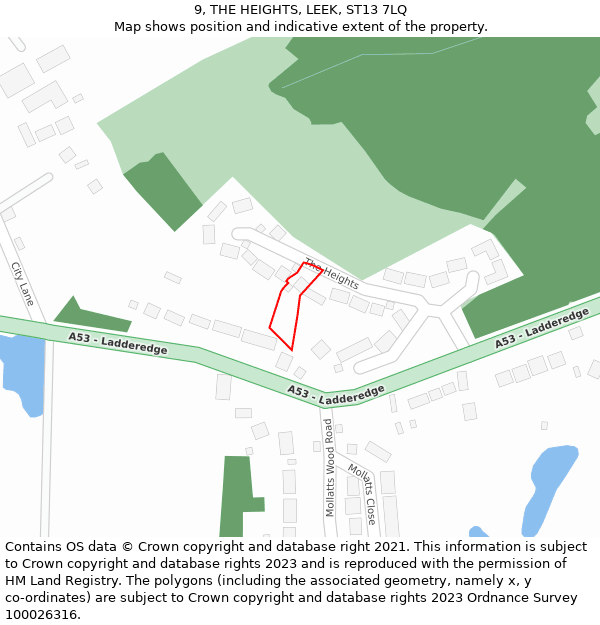 9, THE HEIGHTS, LEEK, ST13 7LQ: Location map and indicative extent of plot