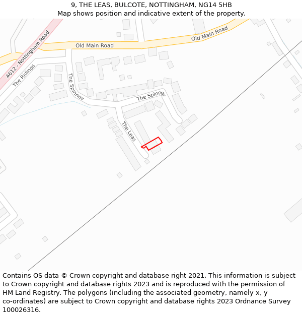 9, THE LEAS, BULCOTE, NOTTINGHAM, NG14 5HB: Location map and indicative extent of plot