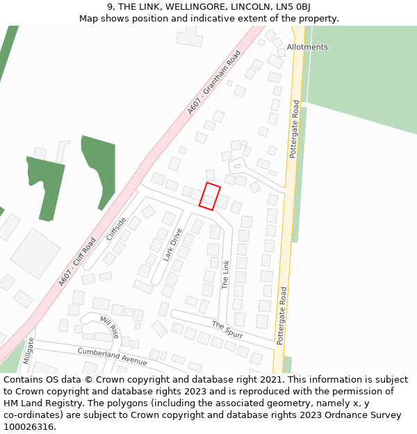 9, THE LINK, WELLINGORE, LINCOLN, LN5 0BJ: Location map and indicative extent of plot