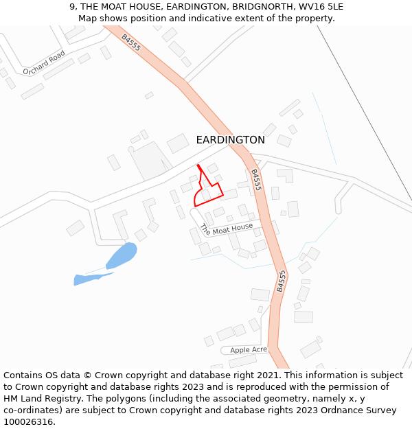 9, THE MOAT HOUSE, EARDINGTON, BRIDGNORTH, WV16 5LE: Location map and indicative extent of plot