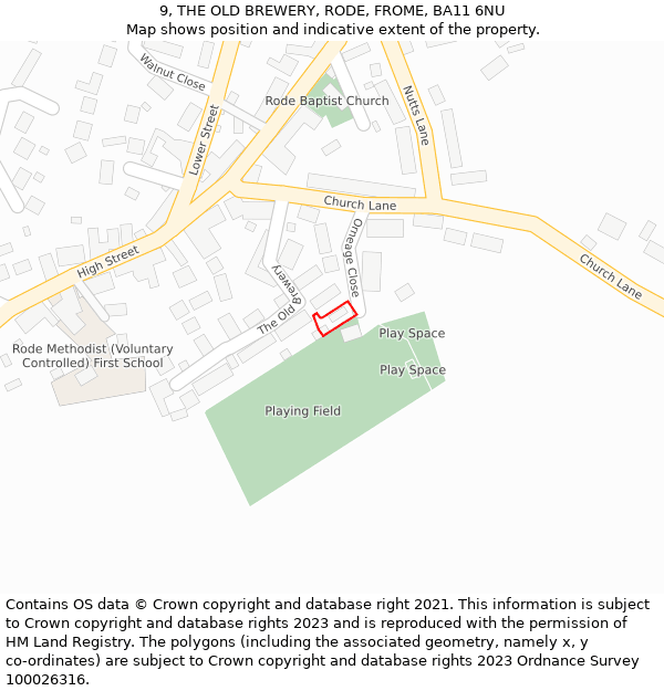 9, THE OLD BREWERY, RODE, FROME, BA11 6NU: Location map and indicative extent of plot