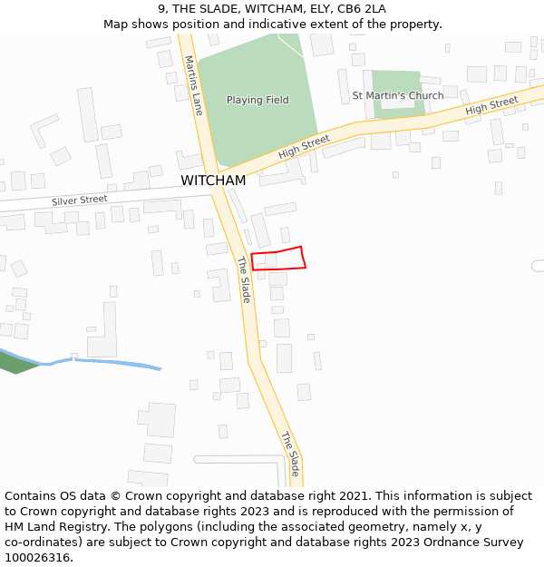 9, THE SLADE, WITCHAM, ELY, CB6 2LA: Location map and indicative extent of plot