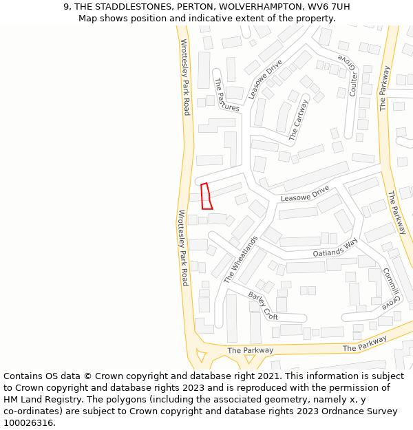 9, THE STADDLESTONES, PERTON, WOLVERHAMPTON, WV6 7UH: Location map and indicative extent of plot