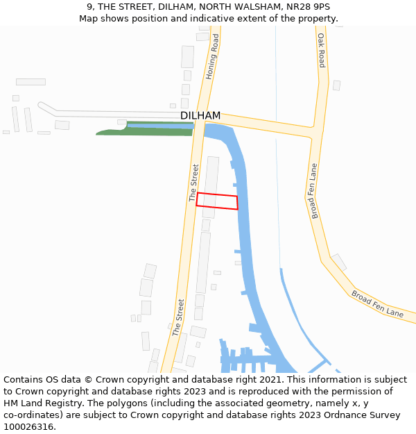 9, THE STREET, DILHAM, NORTH WALSHAM, NR28 9PS: Location map and indicative extent of plot
