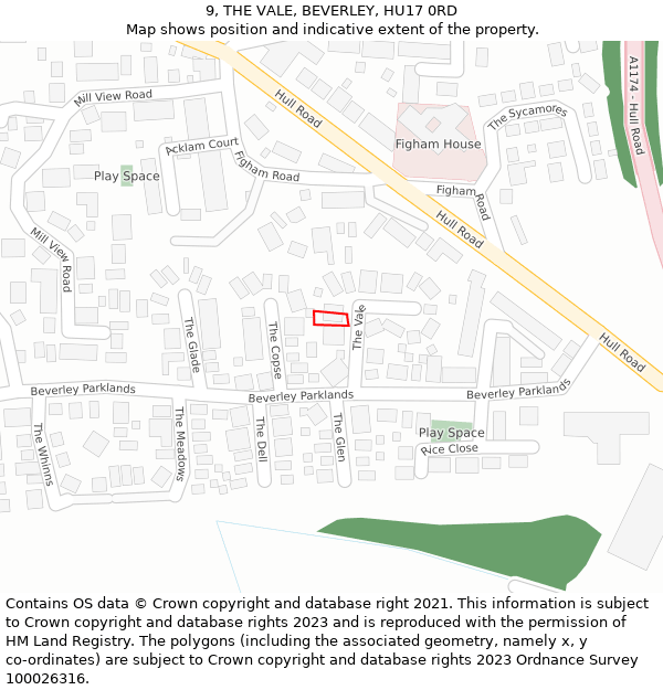 9, THE VALE, BEVERLEY, HU17 0RD: Location map and indicative extent of plot