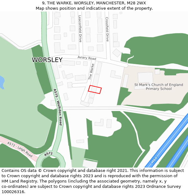 9, THE WARKE, WORSLEY, MANCHESTER, M28 2WX: Location map and indicative extent of plot