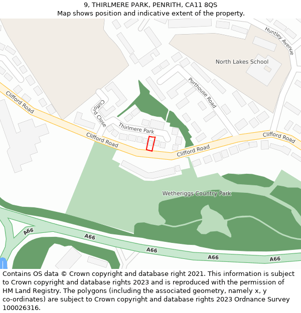 9, THIRLMERE PARK, PENRITH, CA11 8QS: Location map and indicative extent of plot