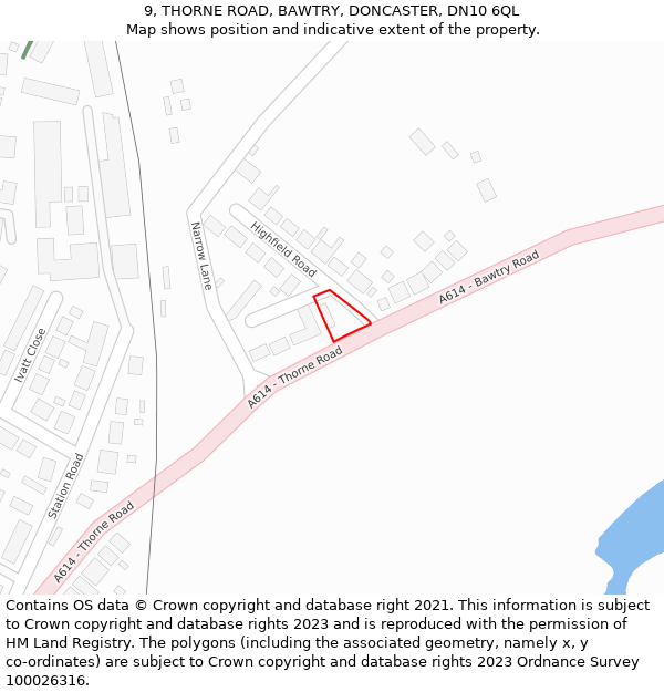 9, THORNE ROAD, BAWTRY, DONCASTER, DN10 6QL: Location map and indicative extent of plot