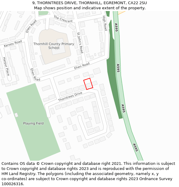 9, THORNTREES DRIVE, THORNHILL, EGREMONT, CA22 2SU: Location map and indicative extent of plot