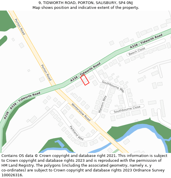 9, TIDWORTH ROAD, PORTON, SALISBURY, SP4 0NJ: Location map and indicative extent of plot