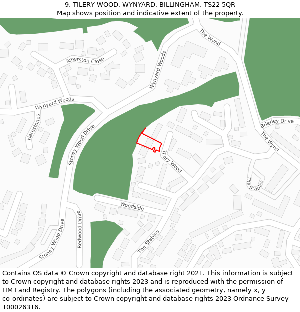 9, TILERY WOOD, WYNYARD, BILLINGHAM, TS22 5QR: Location map and indicative extent of plot