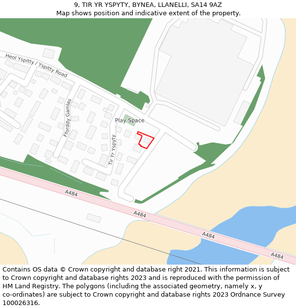 9, TIR YR YSPYTY, BYNEA, LLANELLI, SA14 9AZ: Location map and indicative extent of plot