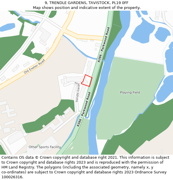 9, TRENDLE GARDENS, TAVISTOCK, PL19 0FF: Location map and indicative extent of plot