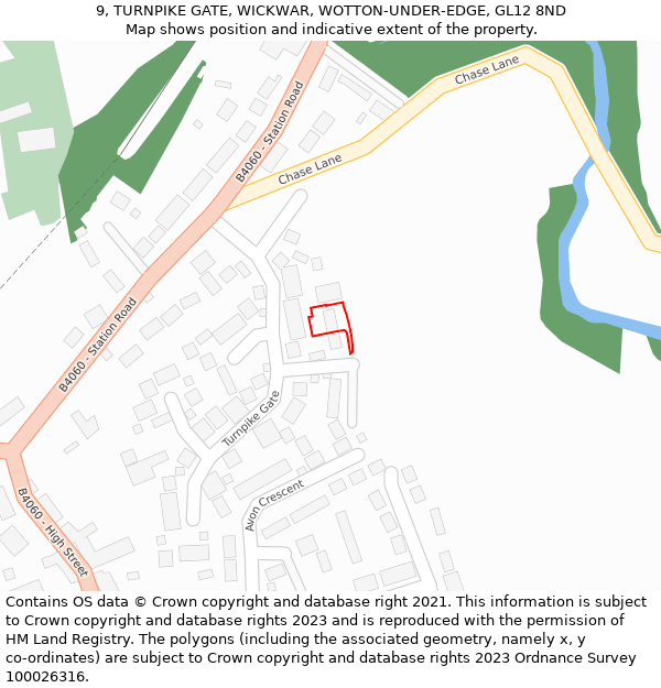 9, TURNPIKE GATE, WICKWAR, WOTTON-UNDER-EDGE, GL12 8ND: Location map and indicative extent of plot