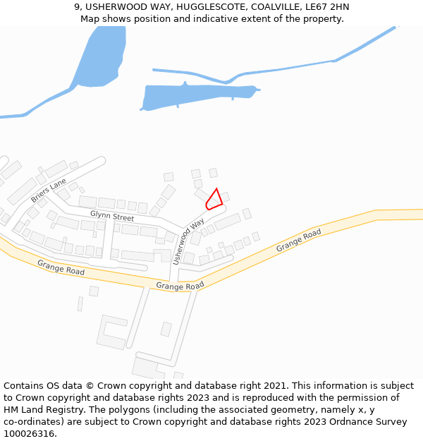 9, USHERWOOD WAY, HUGGLESCOTE, COALVILLE, LE67 2HN: Location map and indicative extent of plot