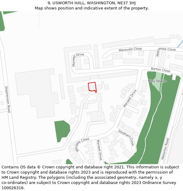 9, USWORTH HALL, WASHINGTON, NE37 3HJ: Location map and indicative extent of plot