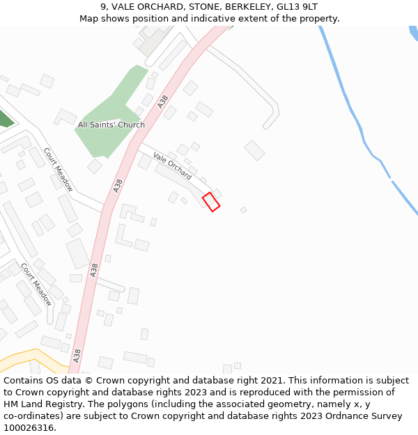 9, VALE ORCHARD, STONE, BERKELEY, GL13 9LT: Location map and indicative extent of plot