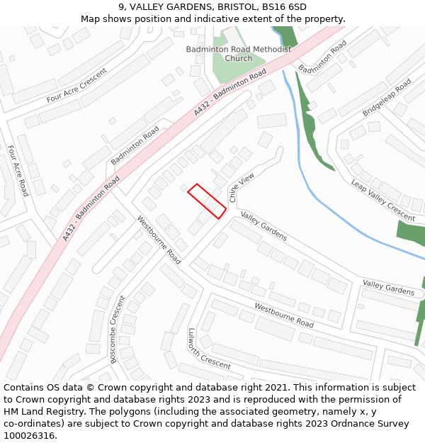 9, VALLEY GARDENS, BRISTOL, BS16 6SD: Location map and indicative extent of plot