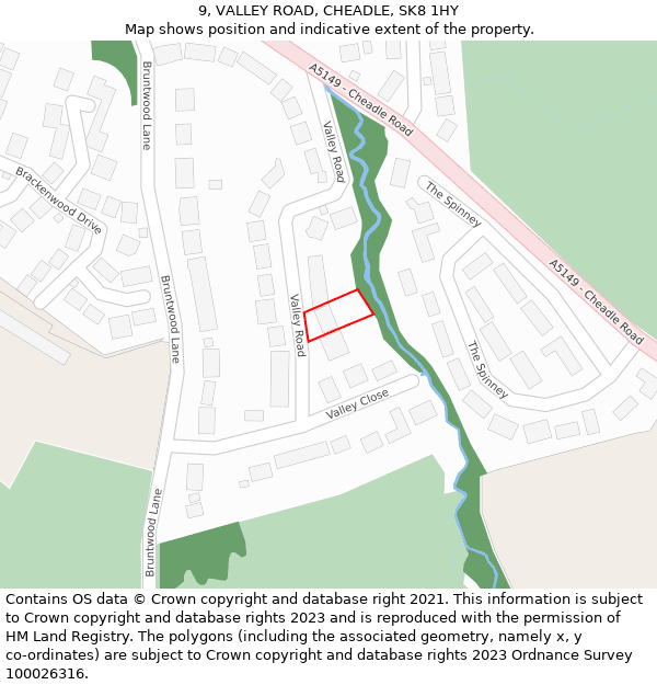 9, VALLEY ROAD, CHEADLE, SK8 1HY: Location map and indicative extent of plot