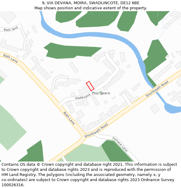 9, VIA DEVANA, MOIRA, SWADLINCOTE, DE12 6BE: Location map and indicative extent of plot