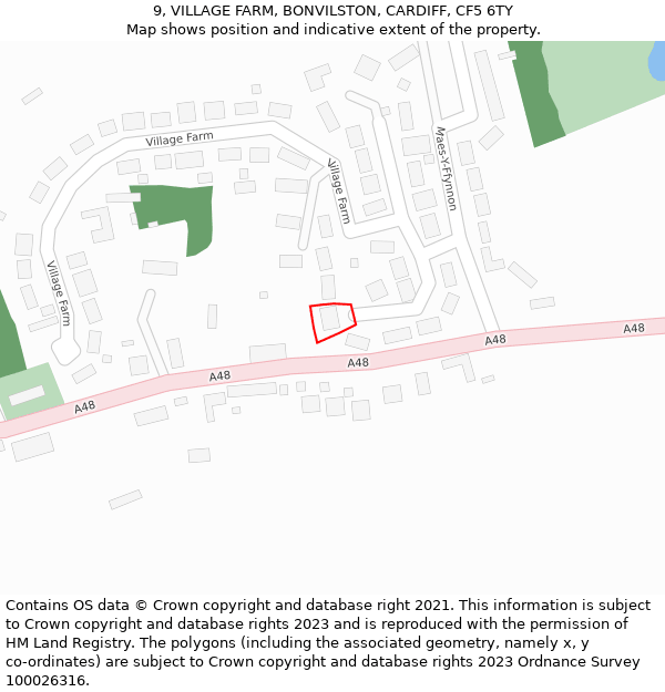 9, VILLAGE FARM, BONVILSTON, CARDIFF, CF5 6TY: Location map and indicative extent of plot