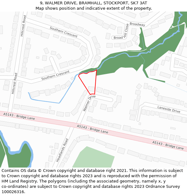 9, WALMER DRIVE, BRAMHALL, STOCKPORT, SK7 3AT: Location map and indicative extent of plot