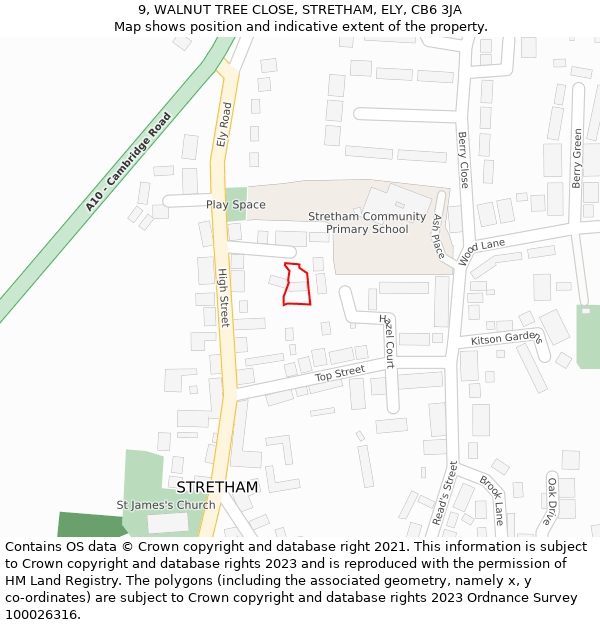 9, WALNUT TREE CLOSE, STRETHAM, ELY, CB6 3JA: Location map and indicative extent of plot