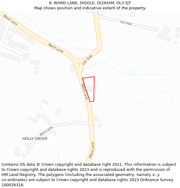 9, WARD LANE, DIGGLE, OLDHAM, OL3 5JT: Location map and indicative extent of plot