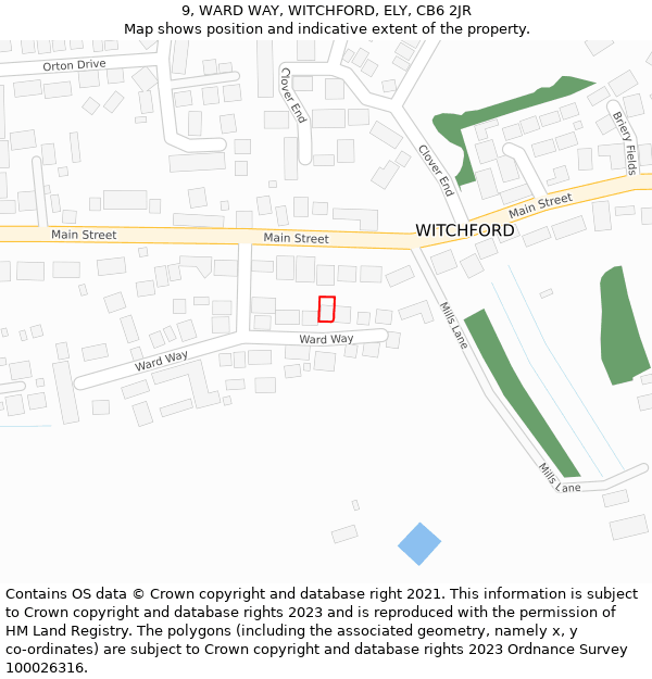 9, WARD WAY, WITCHFORD, ELY, CB6 2JR: Location map and indicative extent of plot