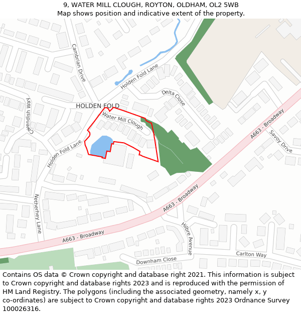 9, WATER MILL CLOUGH, ROYTON, OLDHAM, OL2 5WB: Location map and indicative extent of plot